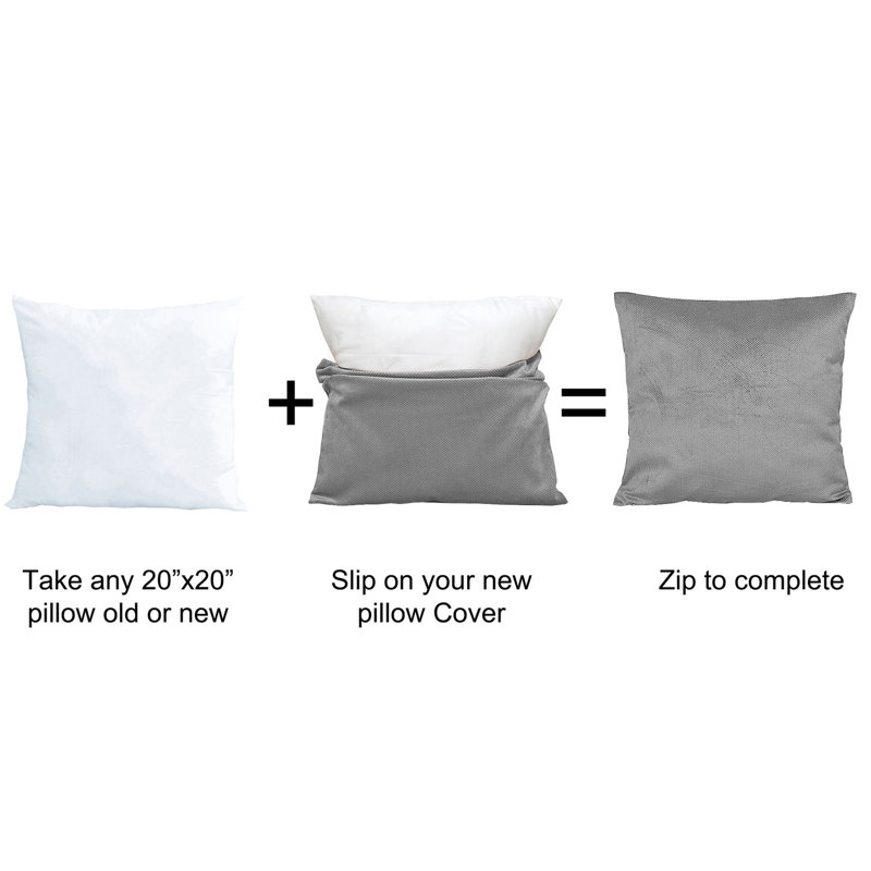 Avilla Pillow Cover, 20" x 20", Silver