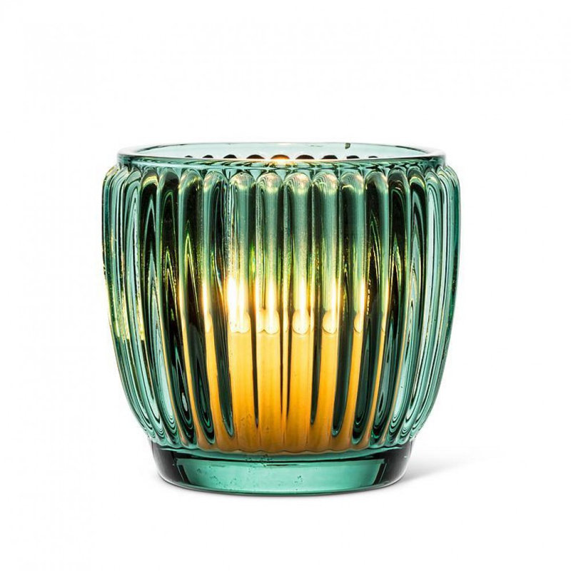 Ribbed Votive Candle Holder, Green