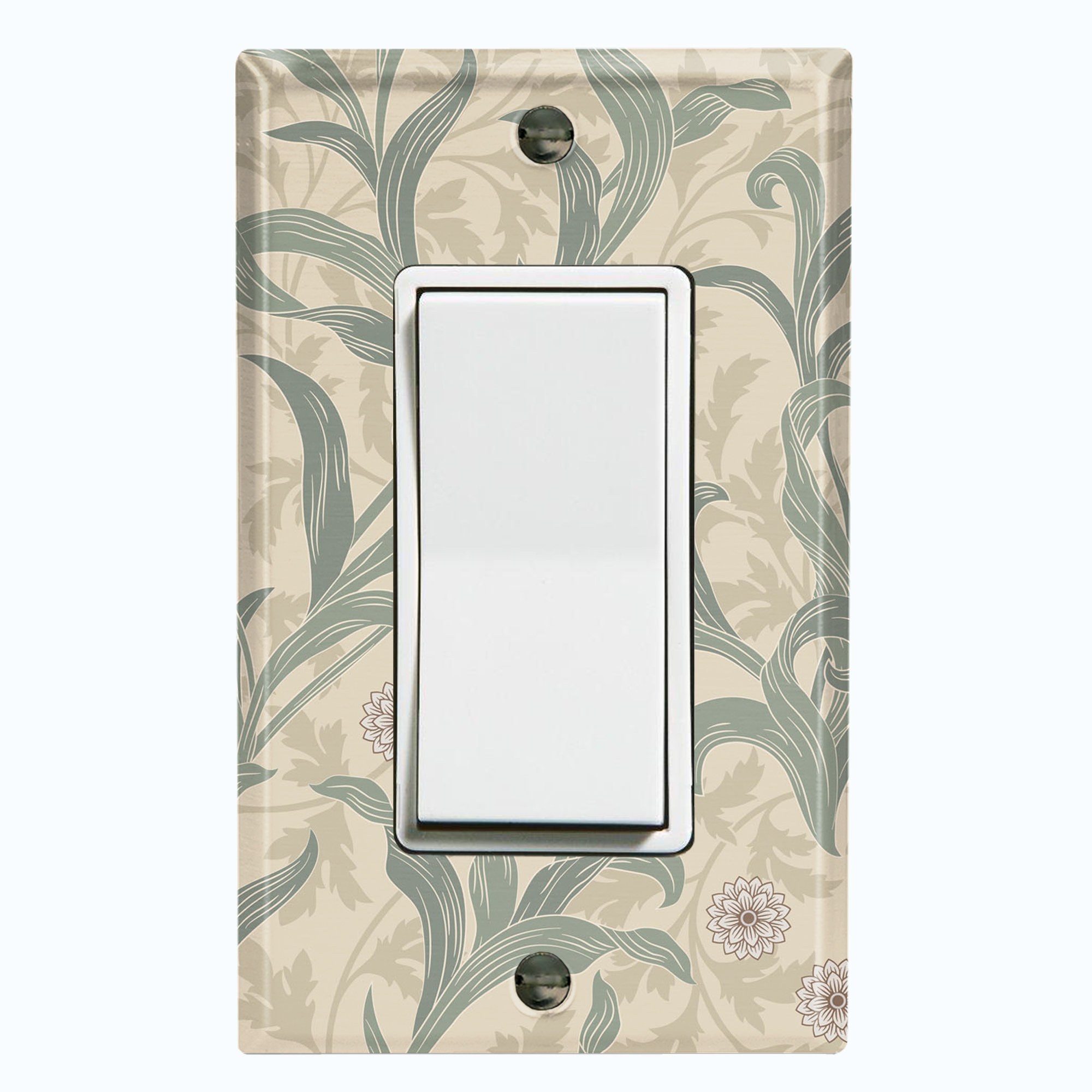 WorldAcc Metal Light Switch Plate Outlet Cover (Flower Damask Leaves ...