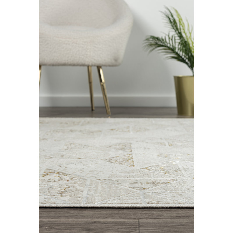 Audet Geometric Machine Made Indoor / Outdoor Area Rug, Rectangle 5'3" x 7'7"