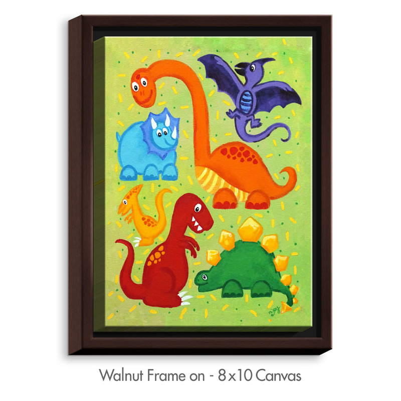 " Dinosaur Jumble " by NJoy Art, 36" H x 24" W x 1.5" D, Wrapped Canvas