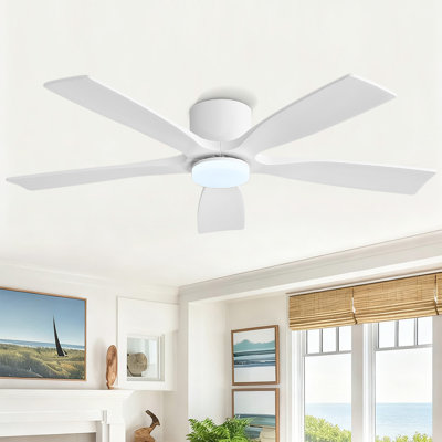 Ventilateur de plafond 48 po à 5 pales encastré avec télécommande, 3 ampoules à DEL à intensité variable avec mémoire, moteur CC réversible ultra silencieux