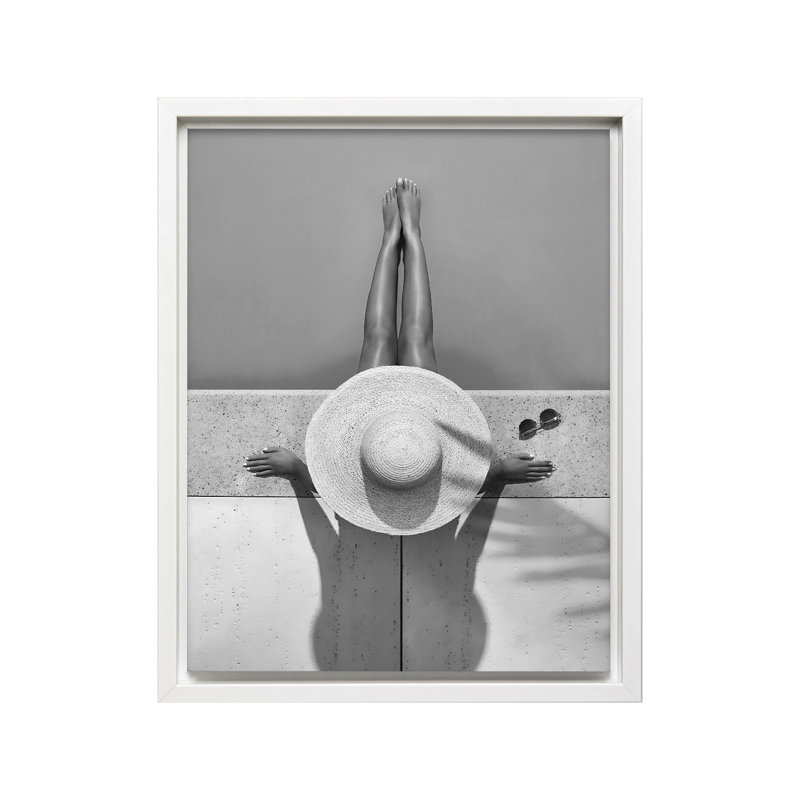 Femme dans une piscine, Canvas, 12"H x 16"W, White Framed