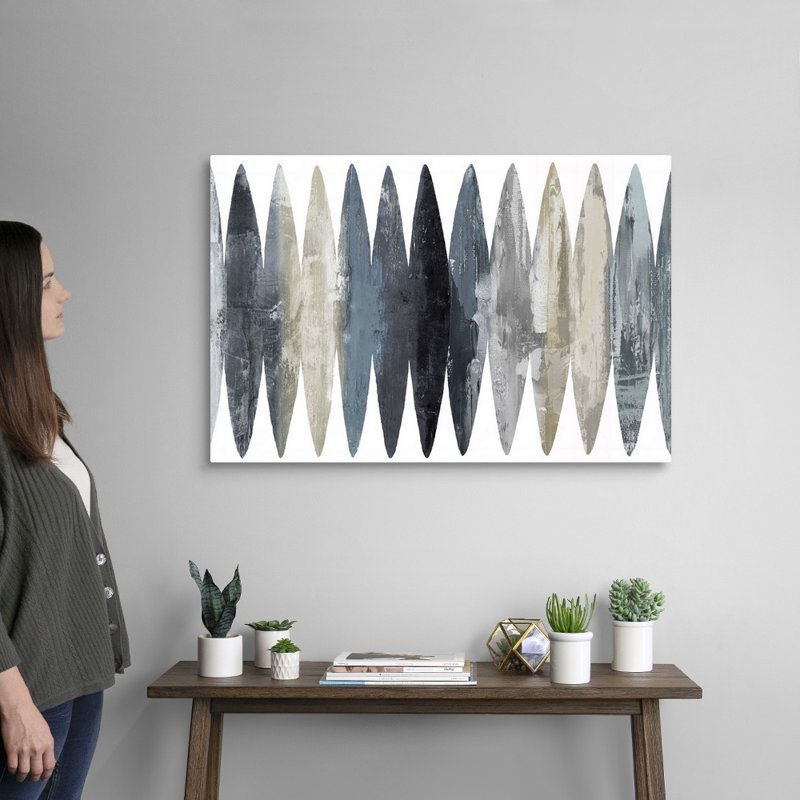 "Abstract Surfboard Gray" par David Moore - reproduction d'art sur toile, Toile tendue, H 24 po x l 36 po, No Frame