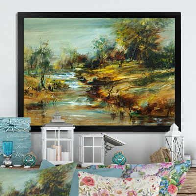 Paysage de rivière d'été - reproduction d'art sur toile