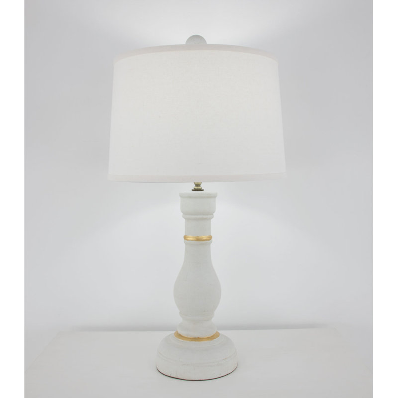 Winnie Table Lamp, Soft Light French Gray/Gold Leaf, White