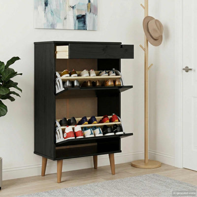 Shoe Cabinet Shoe Storage Organiser Rack Shoe Cupboard Solid Wood Pine