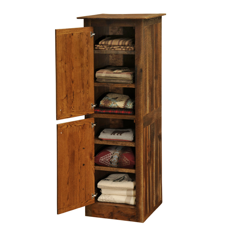 Fireside Lodge Barnwood Linen Cabinet - 18-inch Width - Two Single Doors - Hinged Left, Hinges on Left, 78" H x 18" W x 25" D