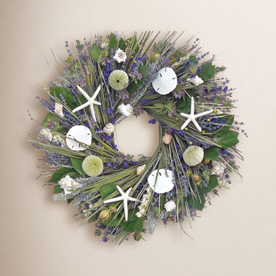 Beachy Handcrafted Dried Mixed Assortment 22'' Wreath