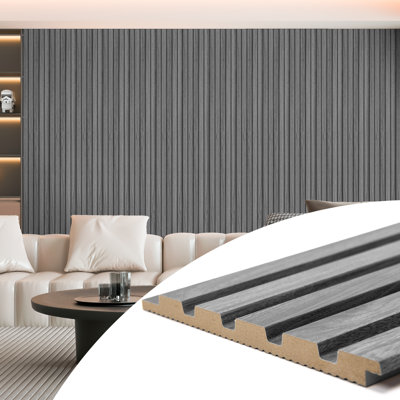 Paquet de 6 panneaux muraux en bois aggloméré 94,49 po x 7,44 po, panneaux de fibres à densité moyenne pour décoration intérieure moderne (29,29 pieds carrés / caisse)