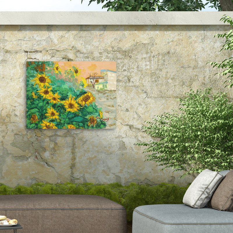 Jukyong Park Sunflowers Outdoor  Canvas, H 18 po x l 24 po
