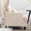 Fauteuil en chenille Denzal avec accoudoirs carrés, coussin décoratif et pieds en bois-730543198