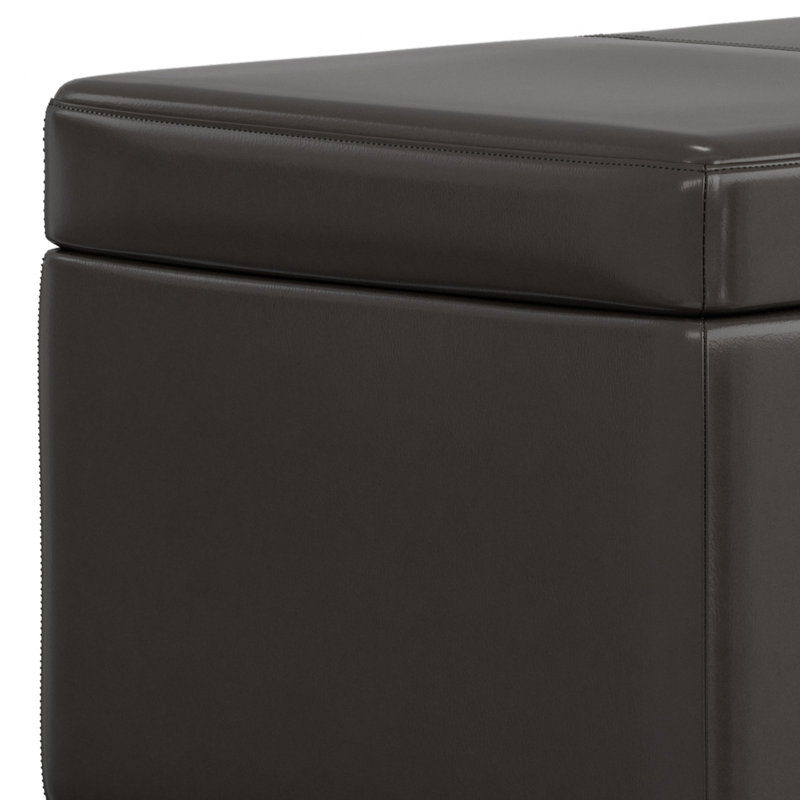 Tanners Brown Faux Leather Lift Top Storage Ottoman
