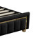 EU Double/King Velvet Ottoman Bed with Fluted Gold-Trim Headboard, Luxury Gas-Lift Storage Bed, Beige/Black, 140/160x200cm-2049530071-2049530056
