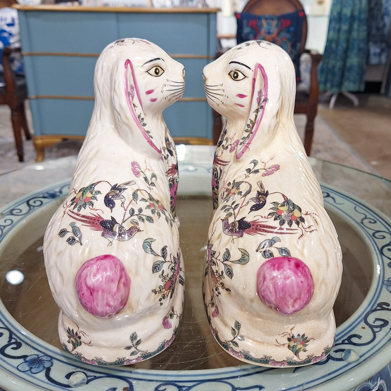 Porcelain Bunny Figurines Pair