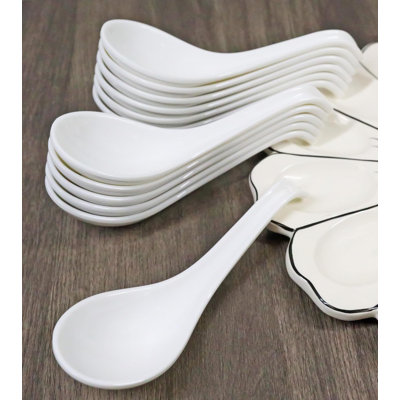 Wood Stainless Steel Soup Spoon Flatware