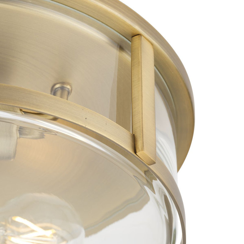Plafonnier encastré en verre Assa, Transparent, Laiton rétro, 4.37" H x 12.62" W x 12.62" D