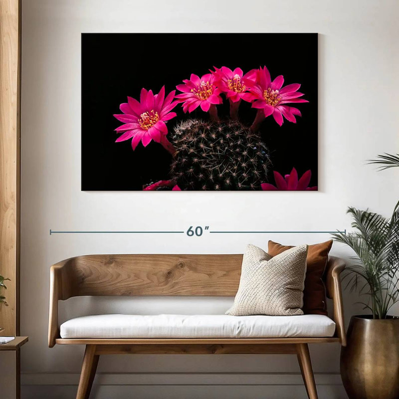 Fleurs de cactus roses Harnek, H 32 po x l 48 po