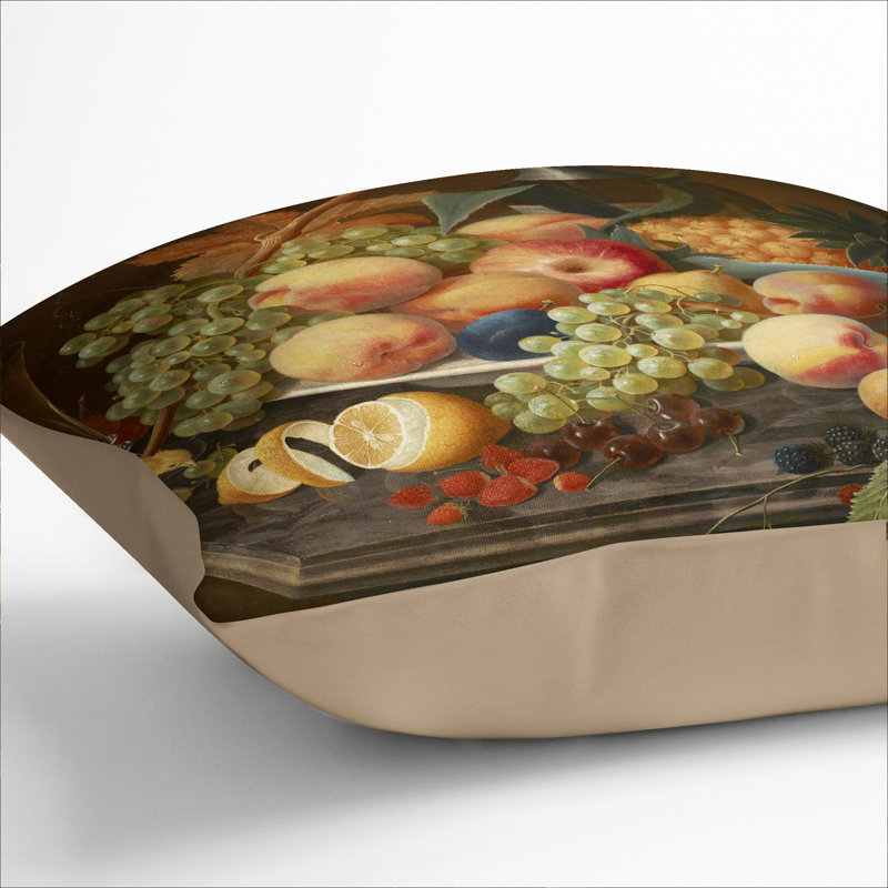 Still Life With Flowers And Fruit Vol.6 Square Throw Cushion, Stone, 55cm H x 55cm W x 20cm D