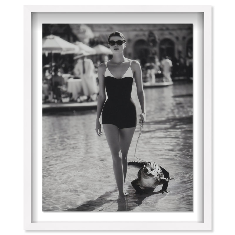 Reptilian Elegance I Shadowbox Fashion Print by Oliver Gal, Black Frame, 16 x 20, 37.5"H x 31.5"W, White Shadowbox