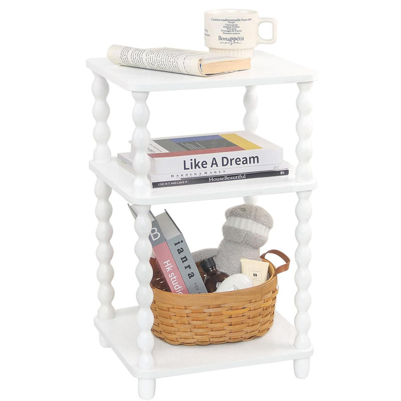 Small 3-Tier Open Shelf Side Table - White (Bedside/Living Room/Bedroom/Office Small Spaces), White