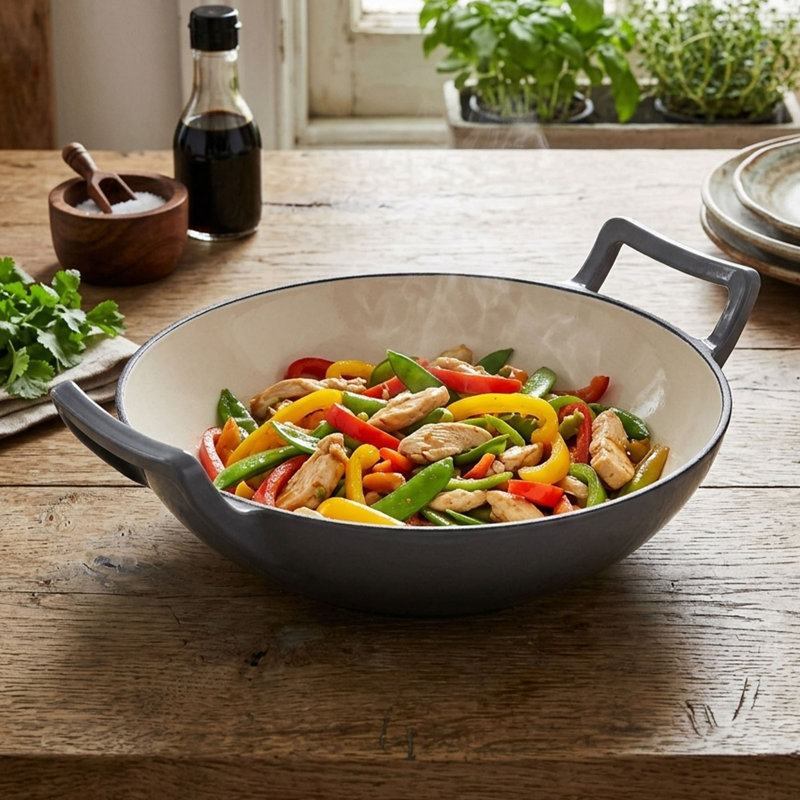 Living And Home Cast Iron Stock Pot, 36.5cm W, Grey