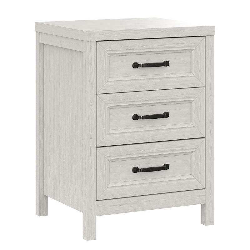 Table de chevet 3 tiroirs, Blanc