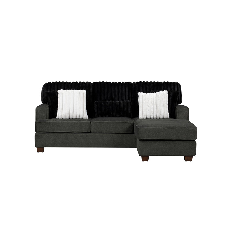 Coussins réversibles Modern, Brun, Tissu gris foncé