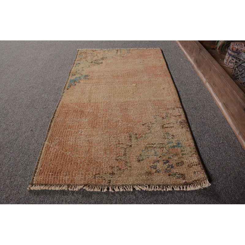 1.4x2.5 ft Small Rug, Antique Rugs, Vintage Rugs, Turkish Rugs, Orange Antique Rug, Oushak Rugs