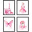 «France Eiffel Tower Butterfly Ballerina Perfume», impression encadrée sur papier 4 pièces-97782772-97782773