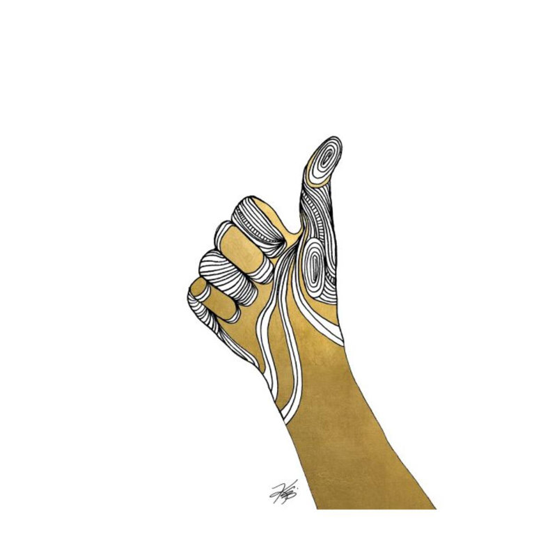 Sign Language VII Print by Kelli Ellis, 32" H x 24" W x 1.5" D, Gilded Gold