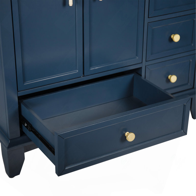 35.6" Bathroom Cabinet, Only Cabinet, Blue