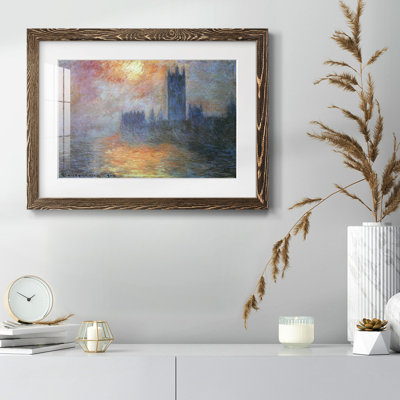 Les maisons du Parlement, coucher de soleil par Monet, reproduction d'art sur papier
