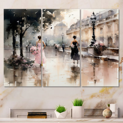«Fashion Impressionist Elegance I» sur toile, reproduction de 3 pièces