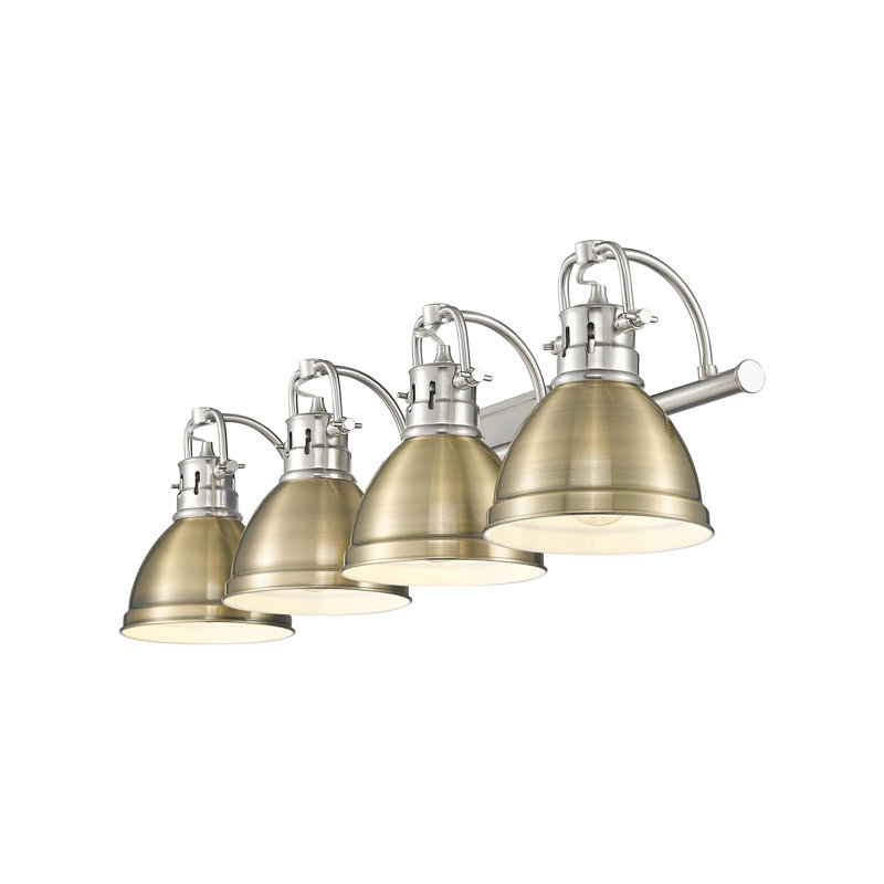 Aged Brass and Chrome 4-Light Dimmable Vanity Fixture