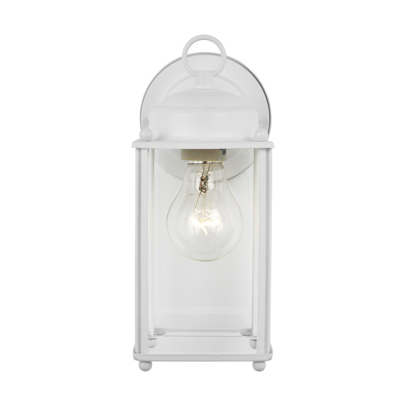 New Castle Large One Light Outdoor Wall Lantern from Generation Lighting , White, White/Clear, No