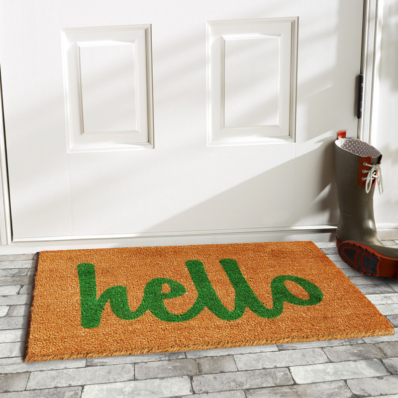 Carlaysia Non-Slip Outdoor Doormat, Rectangle 2' x 3', Tan/Green