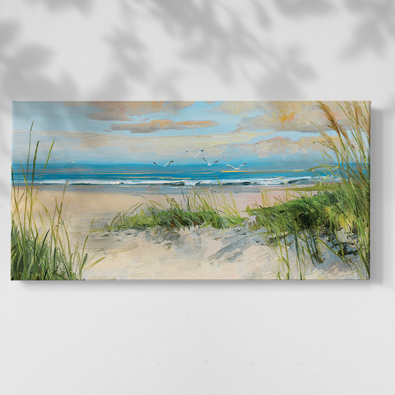 «Catching The Wind», toile tendue avec châssis encadré, prête à être accrochée, H 21 po x l 41 po, Doré