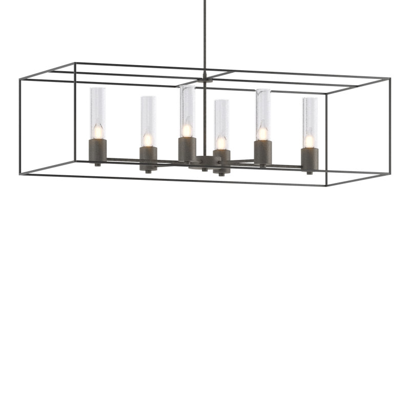 Portico 6 - Light Kitchen Island Linear Pendant, Natural Iron, Natural Iron, Seeded Clear