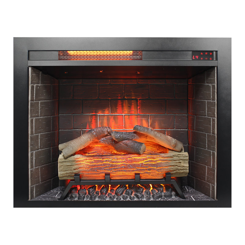 28inch Infrared Electric Fireplace Insert, Touch Panel Home Decor Heater, With Cracking Sound