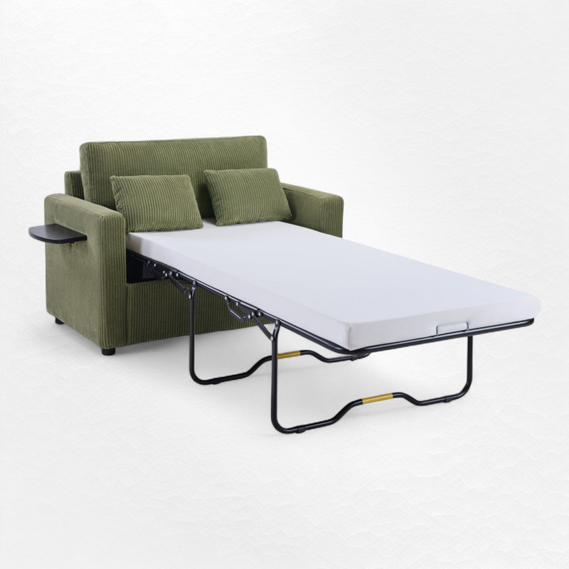 Sleeper Sofa Bed With USB Ports, Green