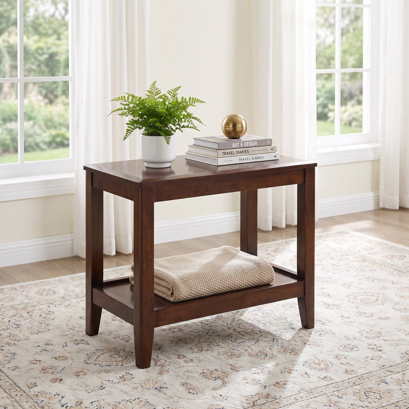 Table d'appoint à 2 niveaux en bois massif de 23,6 po