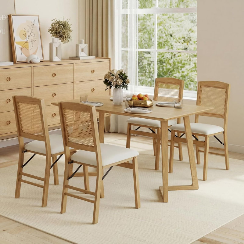 Folding Chair, Beige/Oak