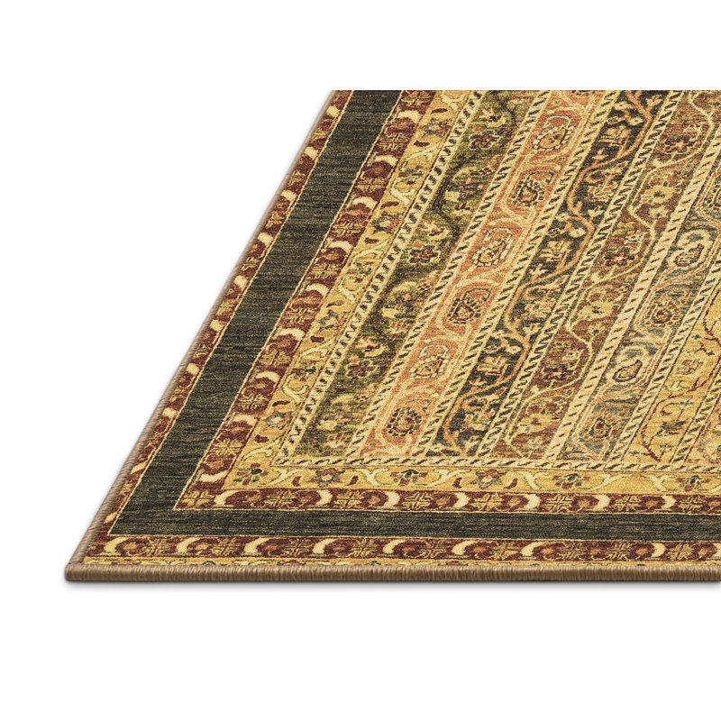 Tapis oriental brun / gris en laine et polyester tissé à la machine 5 pi x 7 pi Oriental