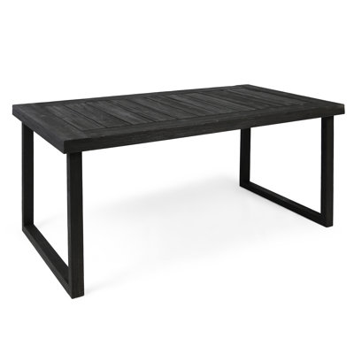 69" Wood Outdoor Table In Dark Gray Sandblast Enchantment With Motion
