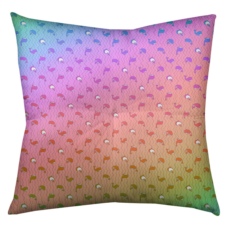 Coussin Katelyn Elizabeth Whales, 30 po x 30 po, Mauve et orange
