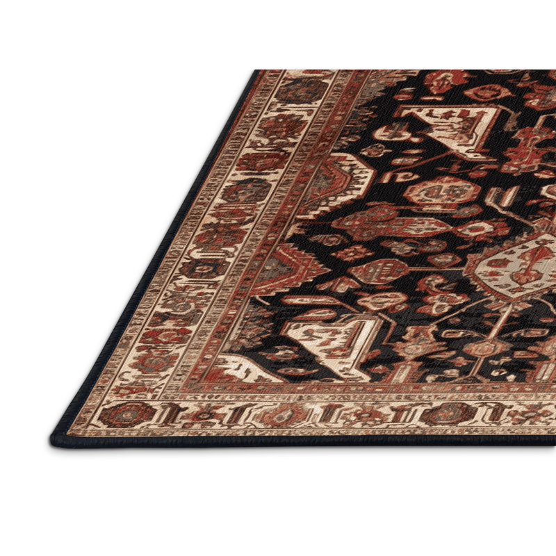 Machine Washable Persian Brown Area Rug, Rectangle 5' x 7'