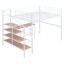 Lit mezzanine double en métal avec bureau et échelle de rangement latérale