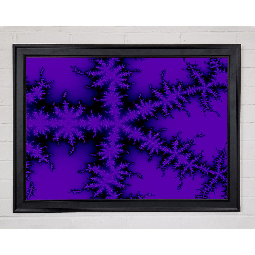 Gerahmtes Leinwandbild Internal Snow Flake Black On Purple