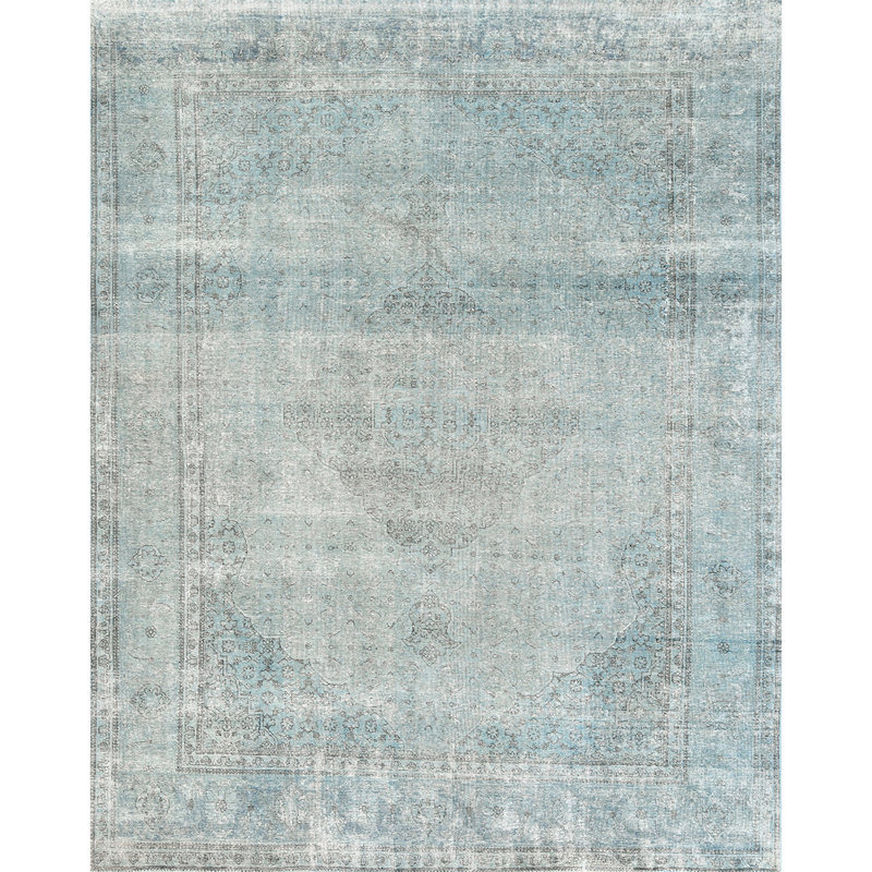 ZIVNVIZIGLB00 Wool Area Rug in Blue, Rectangle 5' x 8'